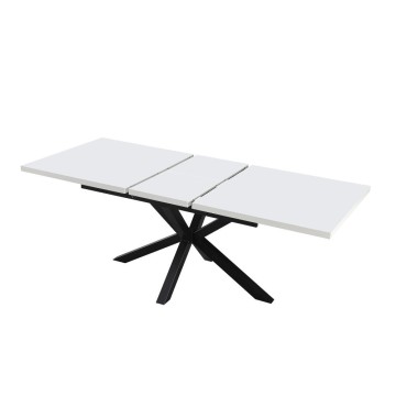 Raztegljiva pravokotna miza z belim vrhom in črnimi nogami Rob 160x190x75H