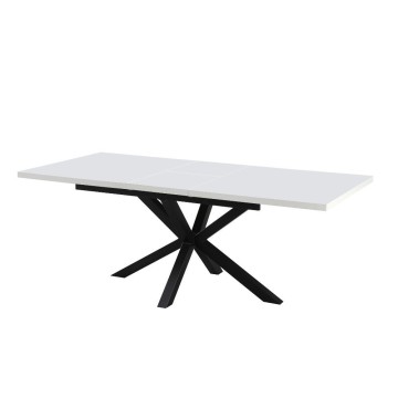 Raztegljiva pravokotna miza z belim vrhom in črnimi nogami Rob 160x190x75H
