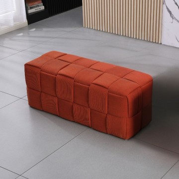 Pravokotni puf z rjasto barvo in tkanim učinkom Den 104x39x39H