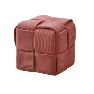 Kvadratni pouf v opečnati barvi tkanina z učinkom tkanine Den 39x39x39H