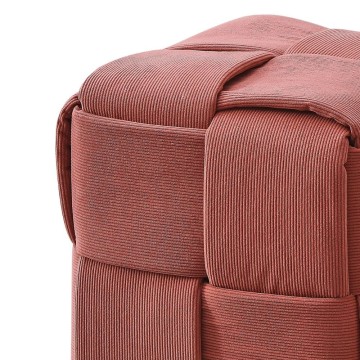 Kvadratni pouf v opečnati barvi tkanina z učinkom tkanine Den 39x39x39H