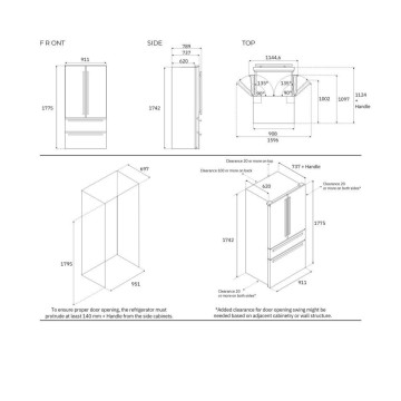 Frigorifero combinato Bertazzoni side by side REF904FFNXTC 636 litri acciaio inox classe E