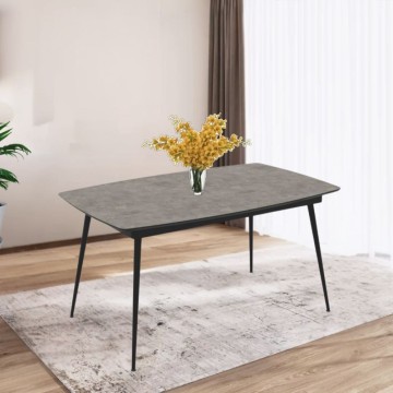 Raztegljiva miza cementne barve s črnimi nogami 145x80x75H, raztegljiva do 185 Yense