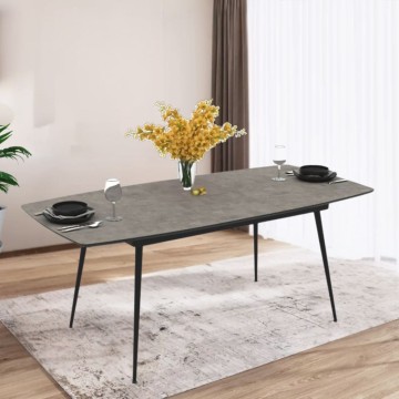 Raztegljiva miza cementne barve s črnimi nogami 145x80x75H, raztegljiva do 185 Yense