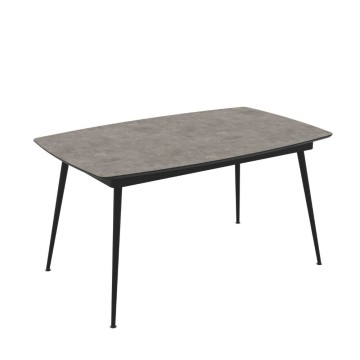 Raztegljiva miza cementne barve s črnimi nogami 145x80x75H, raztegljiva do 185 Yense