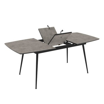 Raztegljiva miza cementne barve s črnimi nogami 145x80x75H, raztegljiva do 185 Yense