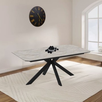 Opera 180x100x76H mat bela lagina marmorni učinek elegantna raztegljiva miza