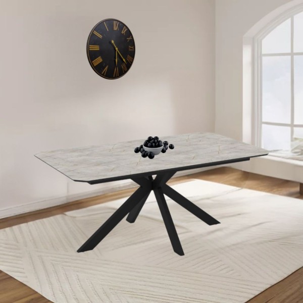 Opera 180x100x76H mat bela lagina marmorni učinek elegantna raztegljiva miza Opera 180x100x76H mat bela lagina marmorni učinek elegantna raztegljiva miza