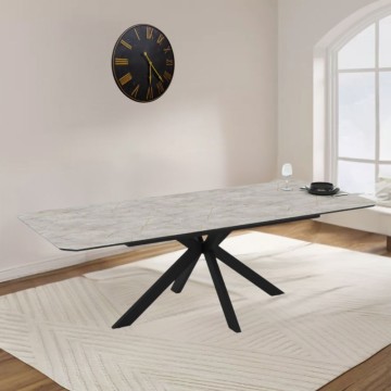 Opera 180x100x76H mat bela lagina marmorni učinek elegantna raztegljiva miza