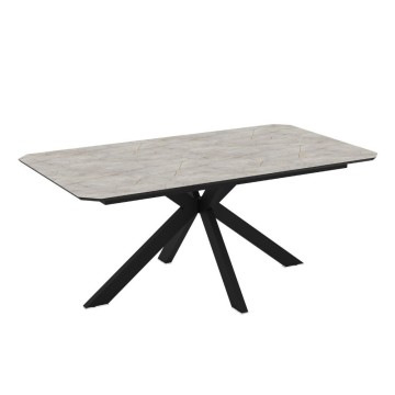 Opera 180x100x76H mat bela lagina marmorni učinek elegantna raztegljiva miza