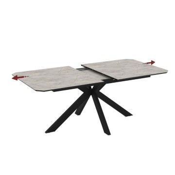 Opera 180x100x76H mat bela lagina marmorni učinek elegantna raztegljiva miza
