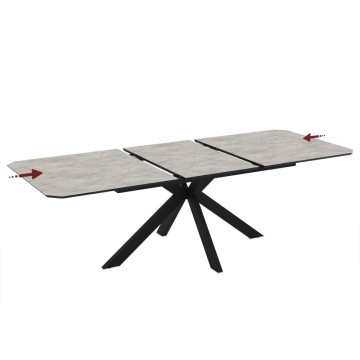 Opera 180x100x76H mat bela lagina marmorni učinek elegantna raztegljiva miza