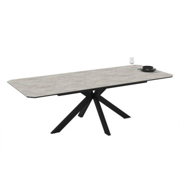 Opera 180x100x76H mat bela lagina marmorni učinek elegantna raztegljiva miza