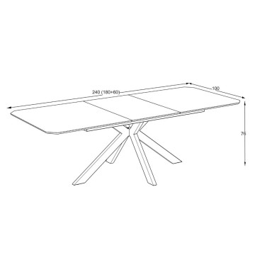 Opera 180x100x76H mat bela lagina marmorni učinek elegantna raztegljiva miza