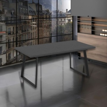 Raztegljiva miza z oksidnim vrhom in črnimi kovinskimi nogami Lavinya 170x90x75h