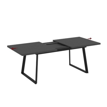 Raztegljiva miza z oksidnim vrhom in črnimi kovinskimi nogami Lavinya 170x90x75h