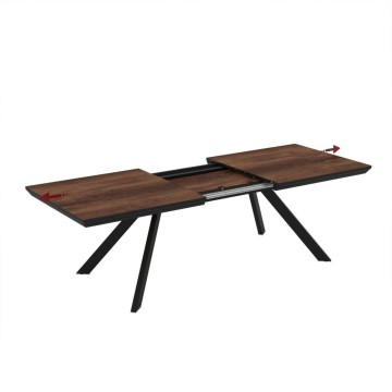 Tavolo allungabile piano colore noce e gambe in metallo Corin 200x100x77H