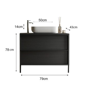 Adam79 kopalniška omarica 2 predala črni pepel 79x43x78H