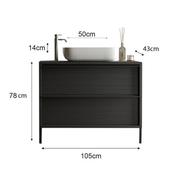 Adam105 Kopalniška omarica z dvema predaloma, črna pepel 105x43x78H