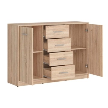 Kredenca v skandinavskem slogu 2 vrati in 4 predali barva hrast sonoma Nepo 119x34x84h
