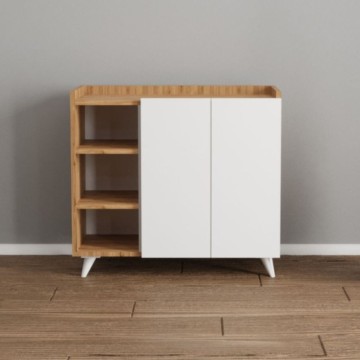Alary hrastova in bela kredenca z 2 vrati in odprtimi predali 90x35x82H