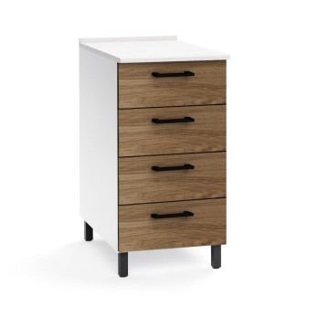 Komoda s 4 predali 40x50x85H naravna barva oreha