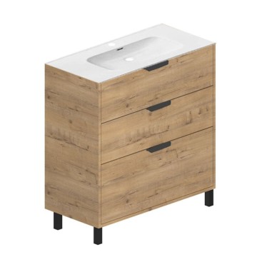 KOMPLET KOPALNIŠKE OMARICE TRIANA 80*45 CM S 3 PREDALI HRASTOVA BARVA
