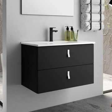 Črna stenska kopalniška omarica 2 predala Invicta 60x45x48H