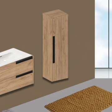 Modularni stenski kopalniški stolpec v barvi medenega hrasta 35x30x120H