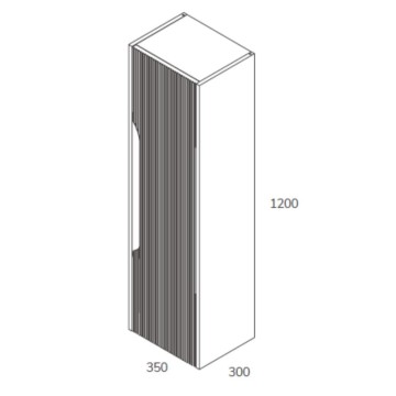 Stenski kopalniški stolpič Soho v mat beli barvi z rebrastim učinkom 35x30x120H