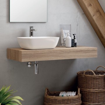 Cambrian hrastova kopalniška polica za umivalnik Ely 120x45: eleganca in funkcionalnost za vašo kopalnico