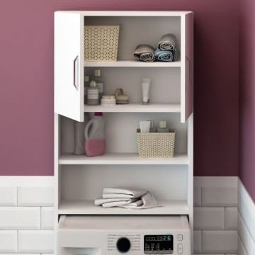 Omara za pralni stroj 60x180 cm z vrati in policami barva bela