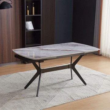 Riley 160x90x76H sijoča svetlo siva keramična podaljšana mizna plošča z marmornim učinkom