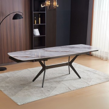 Riley 160x90x76H sijoča svetlo siva keramična podaljšana mizna plošča z marmornim učinkom