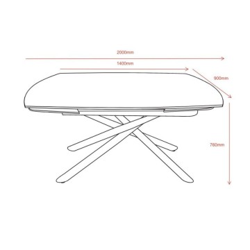 Astrid 140x90x76H sijoča bela keramična podaljšana mizna plošča z učinkom marmorja