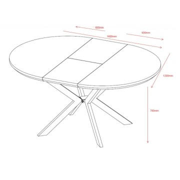 Raztegljiva okrogla miza Evelina s sijajnim belim marmorjem 120x120x76H