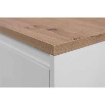 Bivak 2 vrati in 2 predala bele barve s hrastovim vrhom Linz01B 120x38x85H