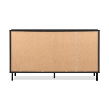 Moderna kredenca 3 vrata in 4 predali črna s hrastovimi trakovi Monza 51C 160x40x90H