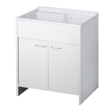 Umivalnik z dvojnimi vrati iz pvc bele barve 80x50X85H cm - Artemio