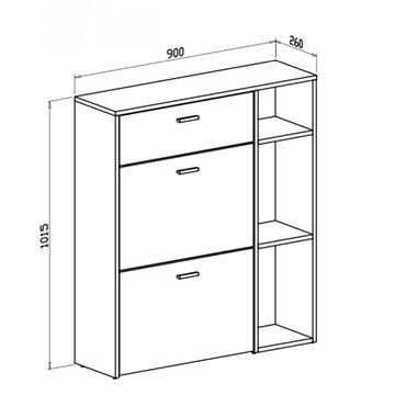 Takimi cementno-bela omara za čevlje z 2 vratci in predalom 90x26x101,5H