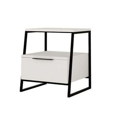 Bela nočna omarica Pal 45x41x50 cm - sodoben slog in funkcionalnost v prefinjenem dizajnu