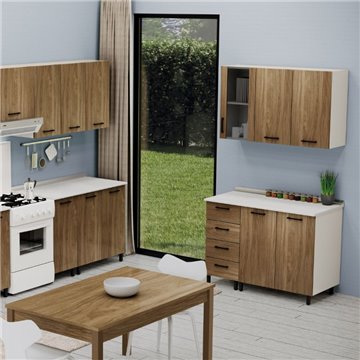 Komoda s 4 predali naravna barva oreha 40x50x85H cm