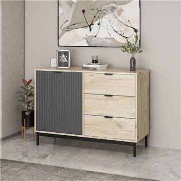 Esta svetel hrast in antracit z rebrastim učinkom 120x45x90H