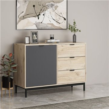 Esta svetel hrast in antracit z rebrastim učinkom 120x45x90H