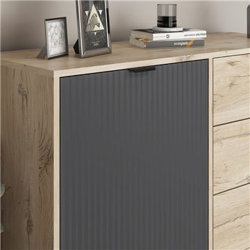 Esta svetel hrast in antracit z rebrastim učinkom 120x45x90H