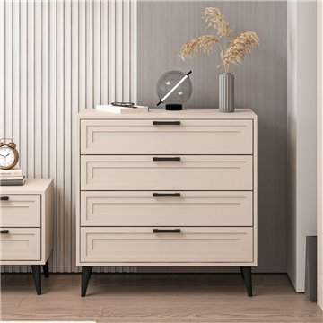 Prime Komoda s 4 predali v kašmirski barvi 90x45x90H - Stil in funkcionalnost za vsak prostor