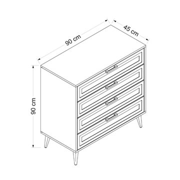 Prime Komoda s 4 predali v kašmirski barvi 90x45x90H - Stil in funkcionalnost za vsak prostor