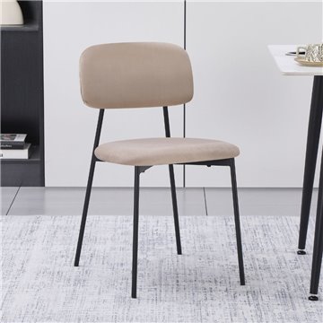 Stol Shen iz žameta taupe in črnih kovinskih nog 44x49x78H