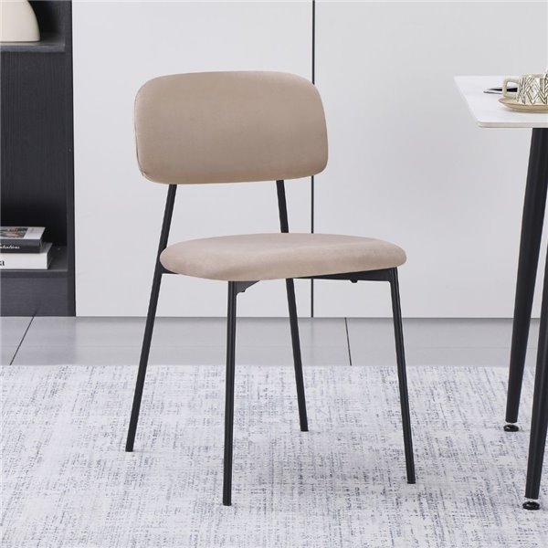 Stol Shen iz žameta taupe in črnih kovinskih nog 44x49x78H Stol Shen iz žameta taupe in črnih kovinskih nog 44x49x78H