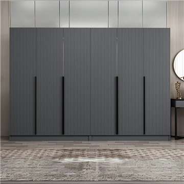 Garderobna omara Kale 6 vrat na tečajih antracitni učinek 270x52x210H - Eleganca in zmogljivost